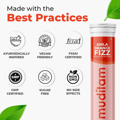 Muditam Ayurveda Amla Orange Fizz Tablet - 40 Effervescent Tablets
