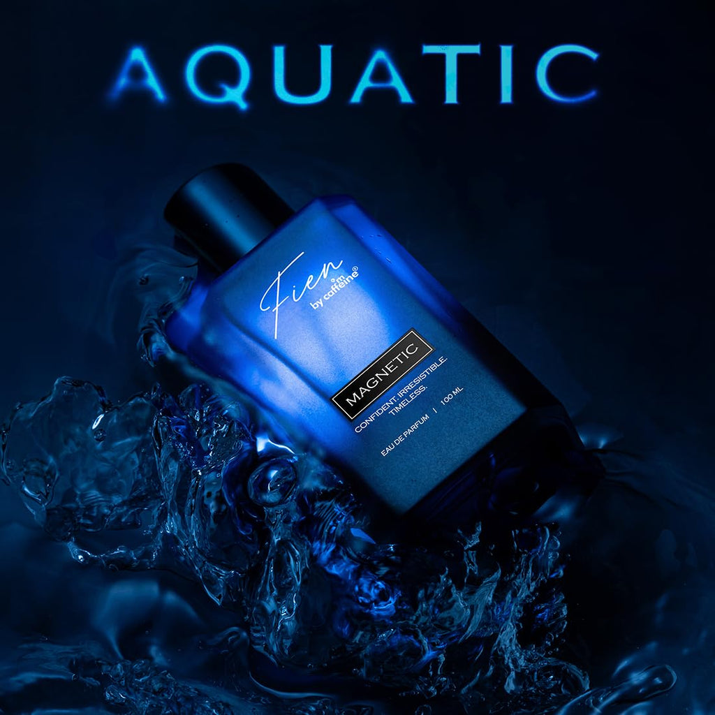Fien Magnetic Perfume for Men | Aquatic Fragrance | 12 Hrs Long Lasting Eau De Parfum with Mandarin, Cocoa, Vanilla | Fien by mCaffeine Solid Perfume for Men | Long lasting Premium & Luxurious Perfume for Every Occasion - 100ml