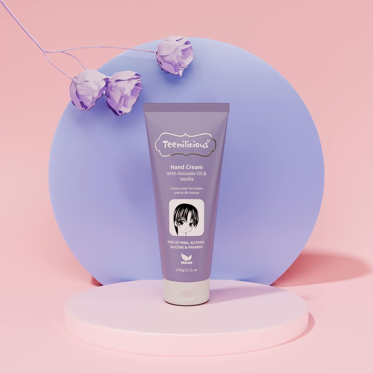 Teenilicious Hand Cream for Women with Avocado Oil & Vanilla | Winter Moisturizing Cream for Dry and Rough Hands | Vegan | Free from Alcohol, Silicones, Paraben & Sulphates | All Skin Type | 60gm