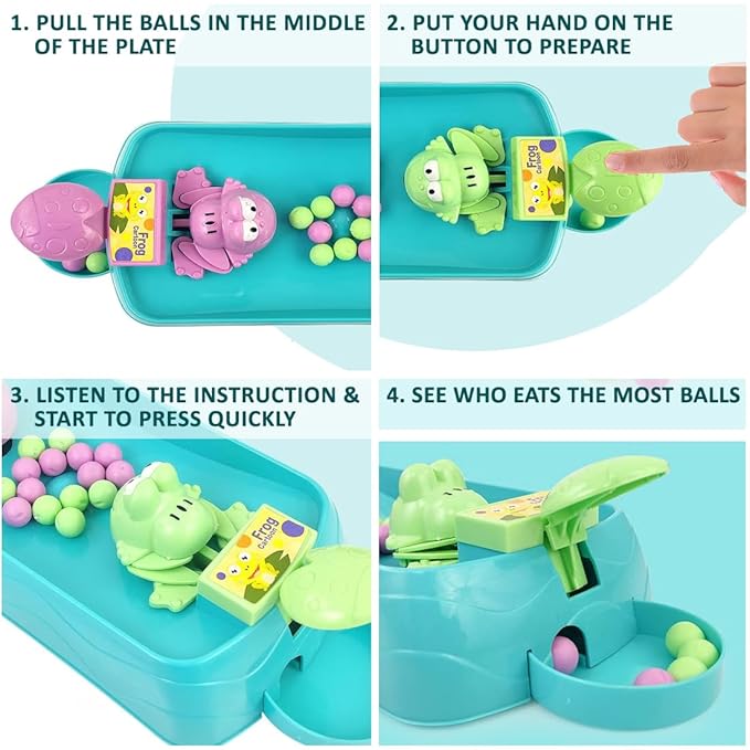 Wembley Hungry Frog Indoor Game for Kids Family Board Game 2 Player 16 Beans