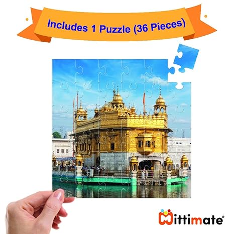 Mittimate 36-Piece Golden Temple Jigsaw Puzzle for Kids 4+ Enhances Imagination and Patience for Focus