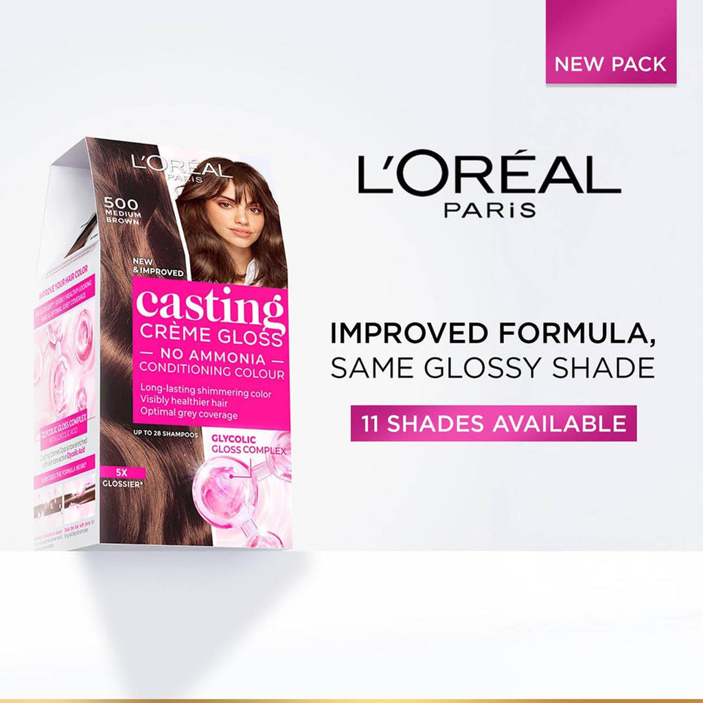 L'OrÃ©al Paris Casting CrÃ¨me Gloss Hair Color With Glycolic Gloss Complex | 5X Glossier Hair Color | Shade 300 - Darkest Brown | 60g + 40ml + 60g
