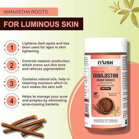 Iyush Herbal Ayurveda Manjistha Powder Each - 100 gms (Pack of 2)