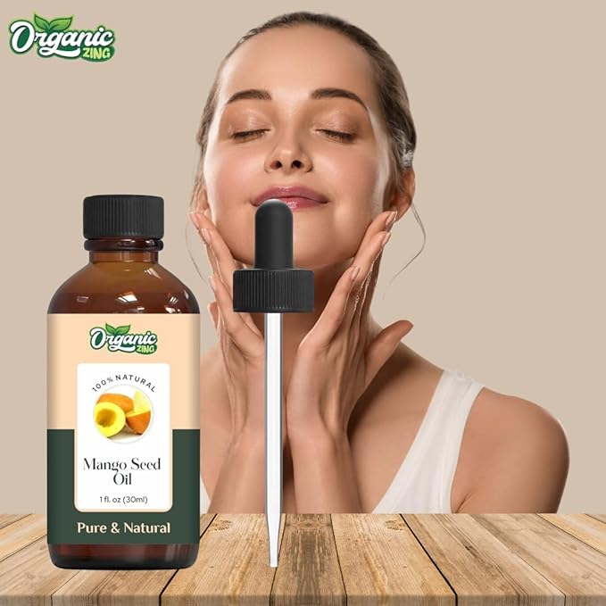 Organic Zing Mango Seed (Mangifera Indica) Oil | Carrier Oil for Skincare, Hair Care & Massage - 30 Ml
