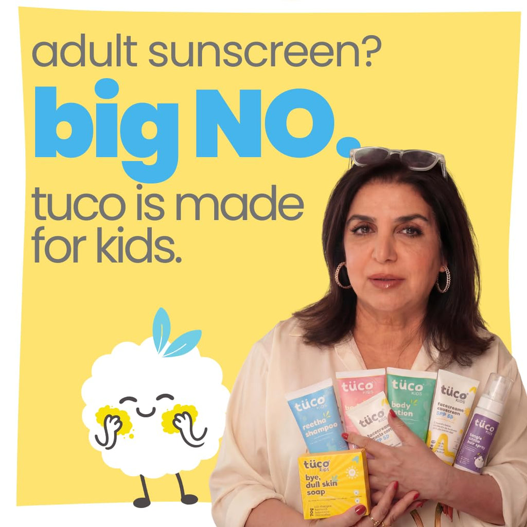 TucoÂ® Kids 2 in 1 Face Cream + Sunscreen SPF 50 with Saffron oil | UVA/UVB PA++++ | Broad Spectrum Protection | Benzophenone- 3 and Avobenzone Free | Ages 2-5, 5-10, 10-15 | 50gm