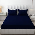 Fresh From Loom Queen Size Flat Bedsheets Hotel & Home Double Bedsheet Set with 2 Pillow Covers Navy Blue