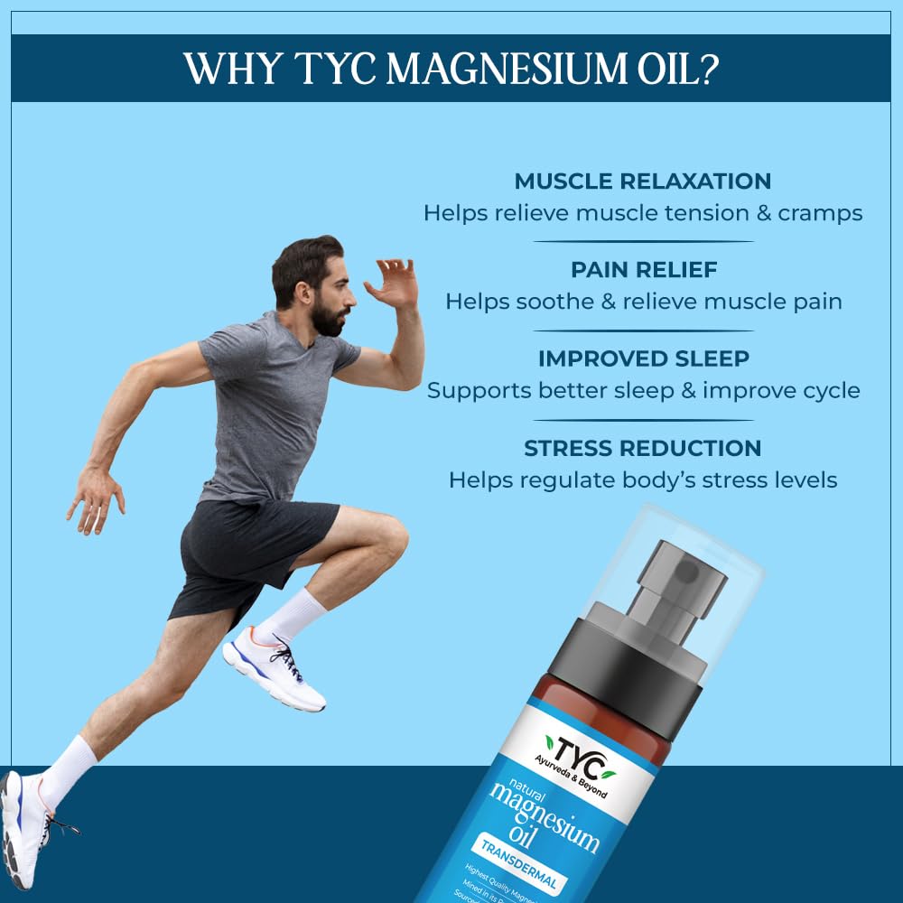 TYC-Trust Your Choice Natural Magnesium Oil Mist Spray, Muscle Relaxant, Reduces Fatigue, Relieves Foot Tension, Helps in Better Sleep, For Men and Women 100 ml