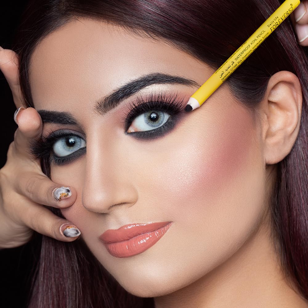 Daily Life Forever52 WATERPROOF KOHL PENCIL, Long Lasting, Smudge Proof, Water Proof, Single Stroke Velvet Finish, Highly Blendable Deep Black Kajal Pencil WKP100