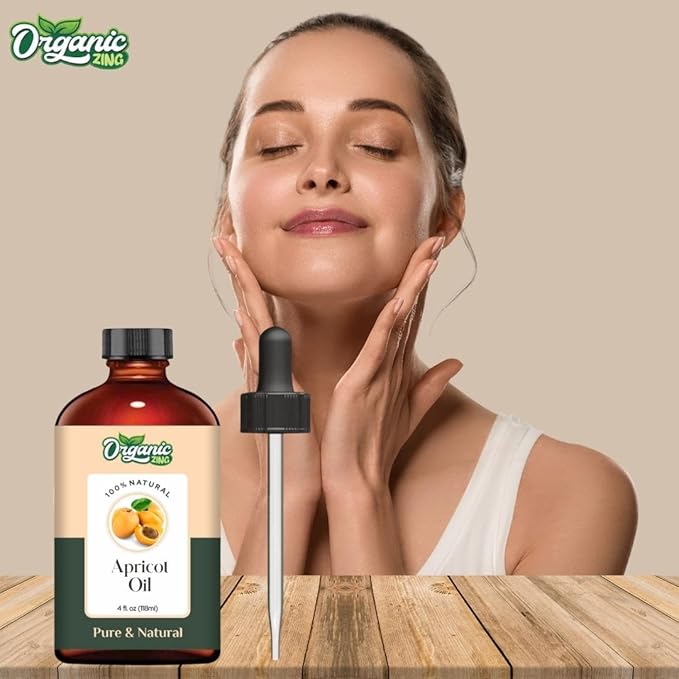 Organic Zing Apricot Oil Pure & Natural for Skin, Face, Hair Care, Aromatherapy, Diffuser, Conditioner - 118 Ml