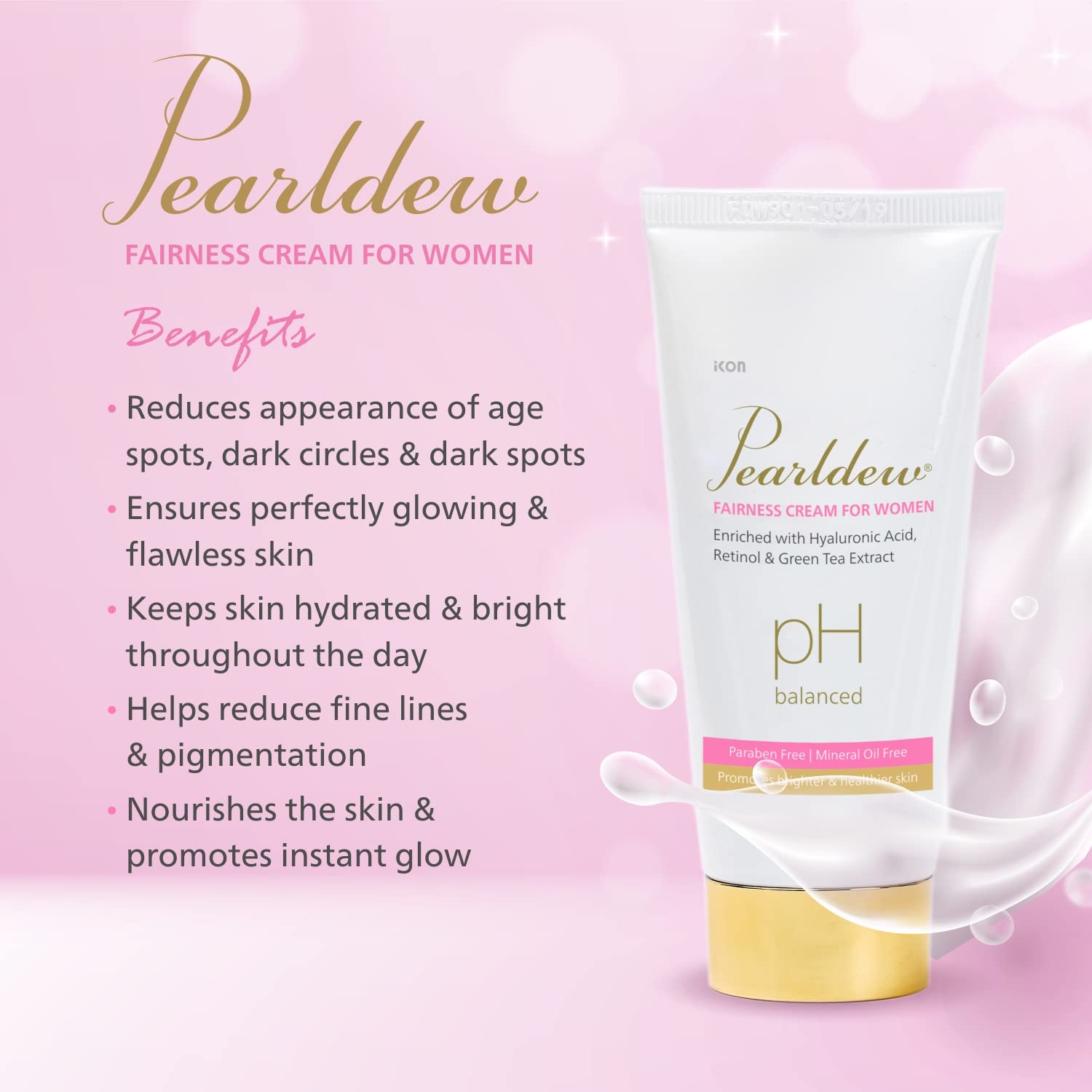 Pearldew Fairness Cream for Women - 50 Gms With Licorice, Mulberry, Bearberry, Aloe & Pro Vitamin B3 | Pack of 4