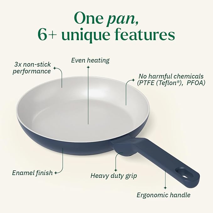 Ember Cookware Arcilla Ceramic Non-stick Egg Pan 20cm | Matching Handle | Florence Series | Blue
