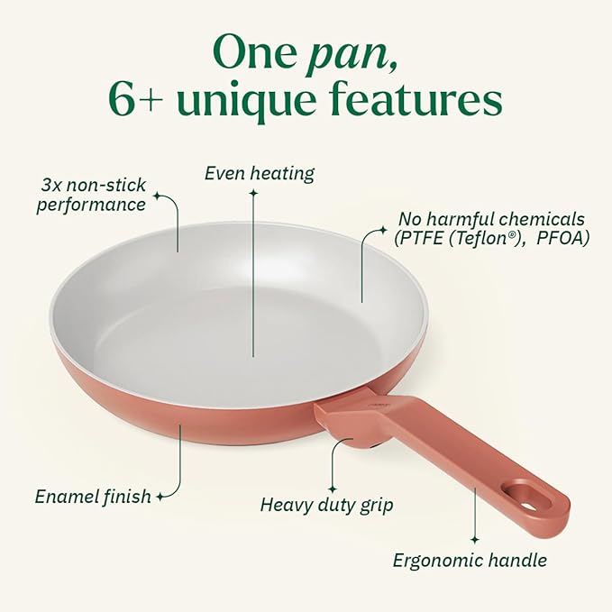 Ember Cookware Arcilla Ceramic Non-stick Egg Pan 20cm | Matching Handle | Florence Series | Terracotta