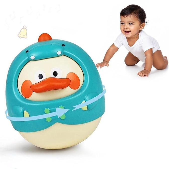 Kidology Tummy Time Roly Poly Baby Toy with Teether Green Colour