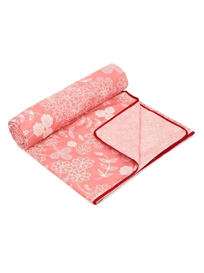 Cortina Ultra-Soft Microfiber Reversible 120 GSM Abstract Single AC Blanket Quilt Dohar | Pink