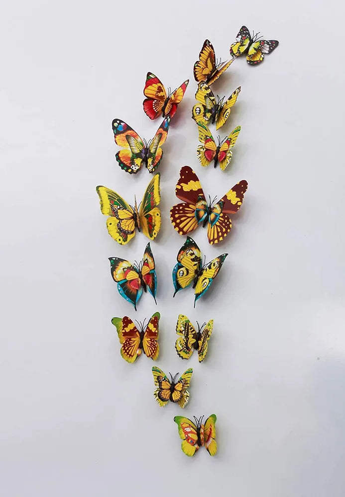 Rangoli 3D Metal Butterfly Stickers for Decoration Pack of 12