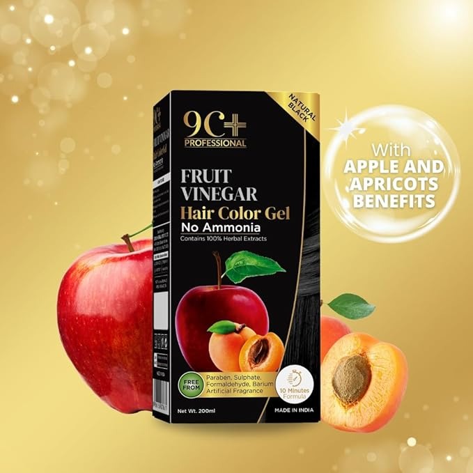 Corlin 9C+ Professional Fruit Vinegar Hair Color Gel Natural Black - 200 ml