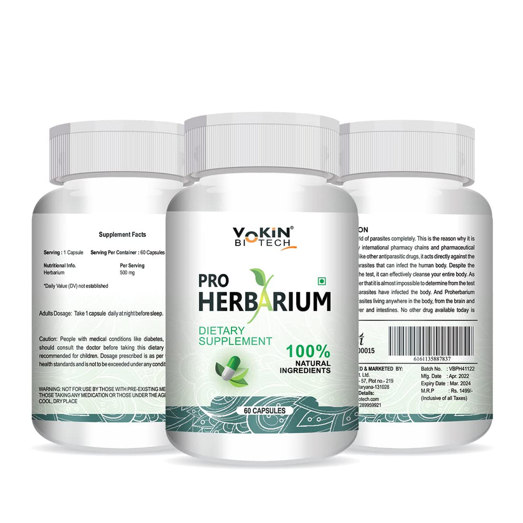 Vokin Biotech Pro Herbarium Protects Liver, Heart, Lungs, Stomach & Skin from Parasites (60 Capsules)