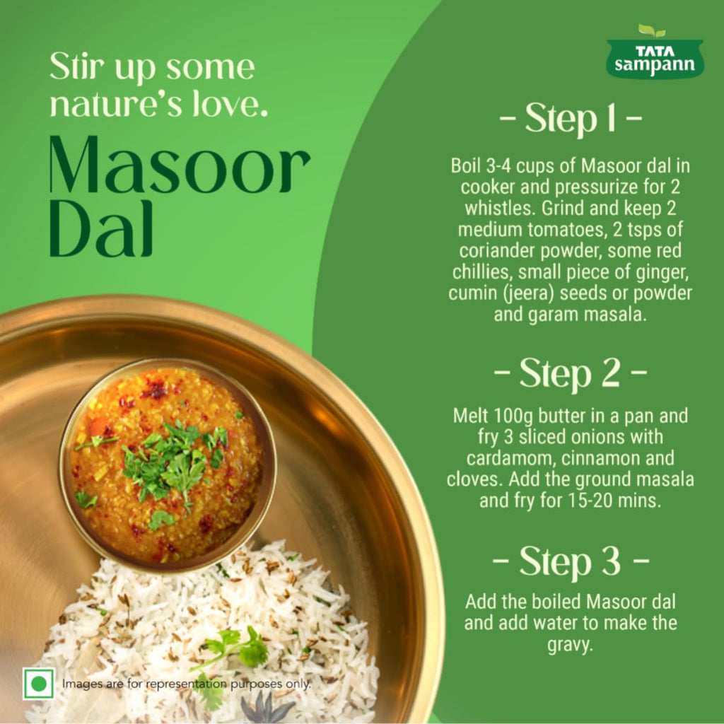 Tata Sampann Unpolished Masoor Dal (Split), 1kg
