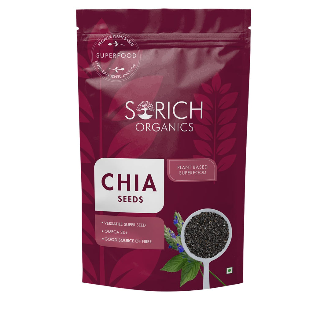 Sorich Organics Raw Chia Seeds for Eating Hair Growth | Morning Breakfast Healthy Snacks | Rich in Fiber & Omega-3 | Diet Food