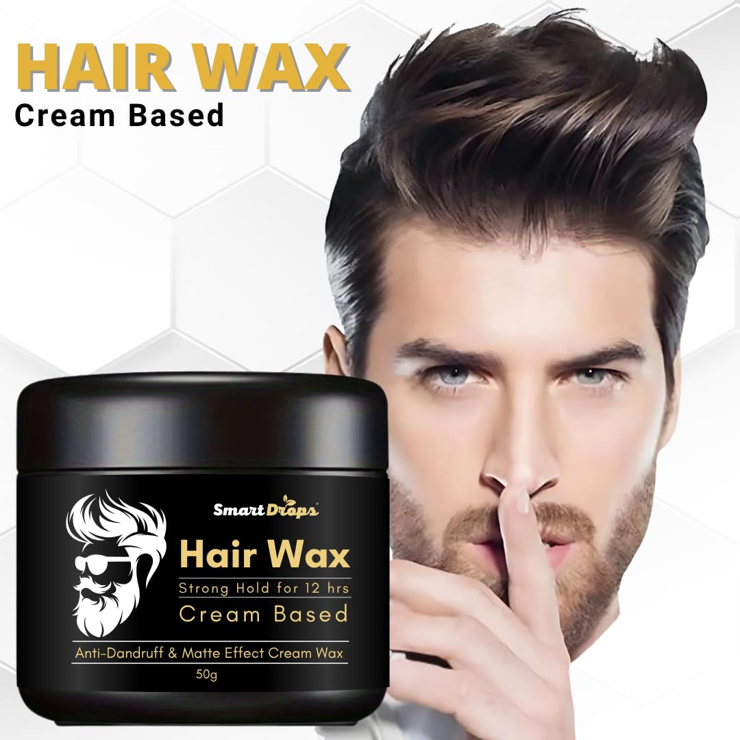 Smartdrops Hair Cream Wax | Hair Wax Men | Styling Wax | Glossy Finish | Shine | Strong Hold | For Men - 50gm | Cream Based Wax