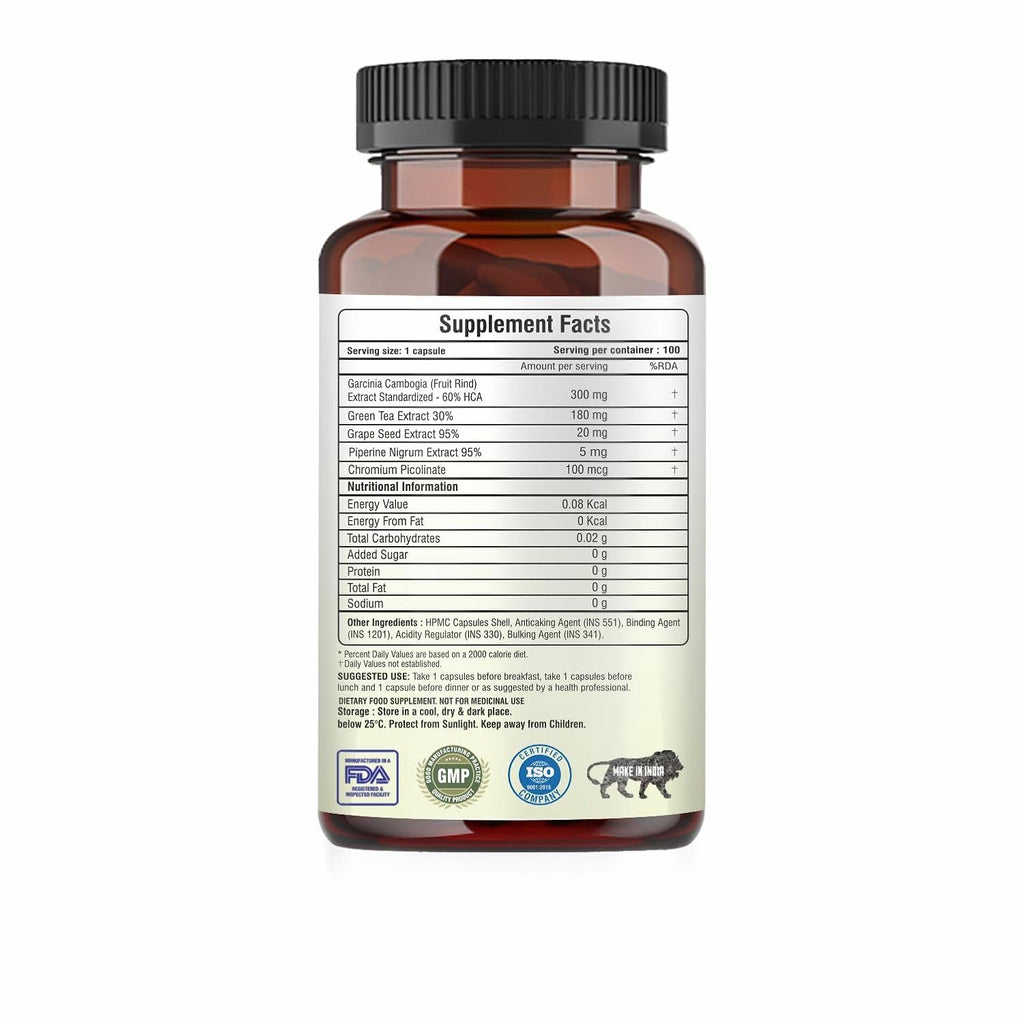 Fat Burner - 100 Capsules- Weight Loss Supplement with Garcinia Cambogia, Green Coffee Beans Green Tea Extract Metabolism Booster Belly Fat Burner for Men & Women