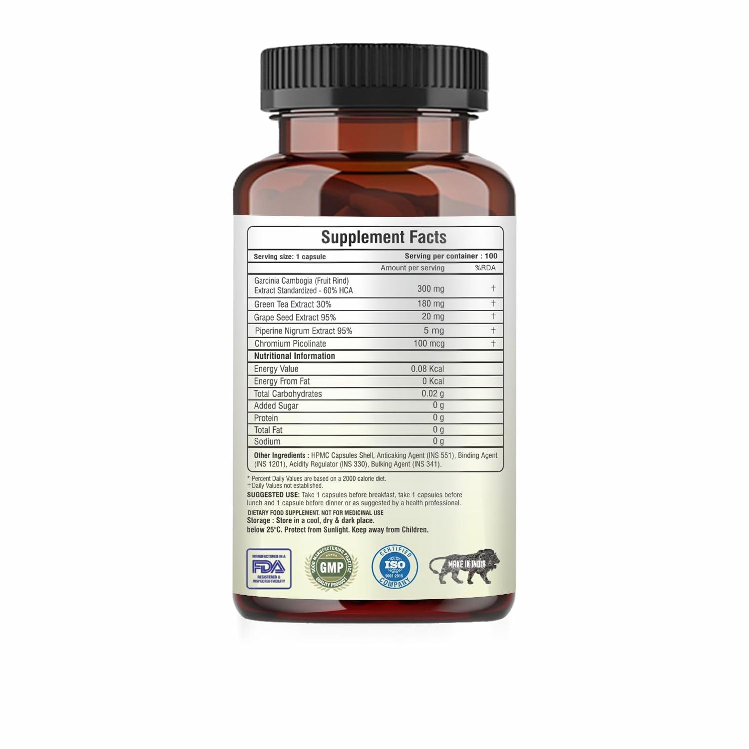 Fat Burner - 100 Capsules- Weight Loss Supplement with Garcinia Cambogia, Green Coffee Beans Green Tea Extract Metabolism Booster Belly Fat Burner for Men & Women