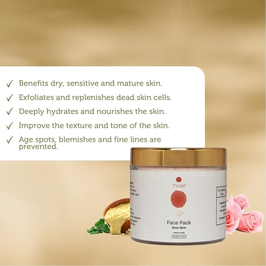 TVAM Face Pack Rose Glow Suitable for Sensitive - 100 gms