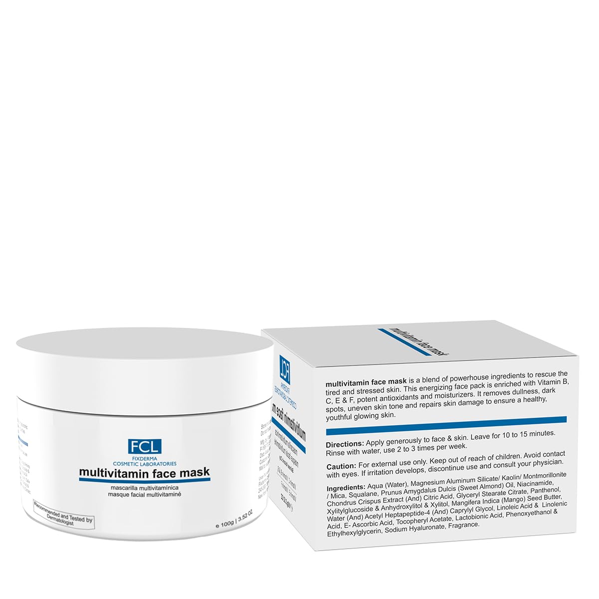 FIXDERMA COSMETIC LABORATORIES Multivitamin Face Mask Enriched With Vitamins | Improves Skin Texture & Dullness | Nourishing Face Mask | Youthful Glowing Skin| Paraben And Sulphate Free - 100gm