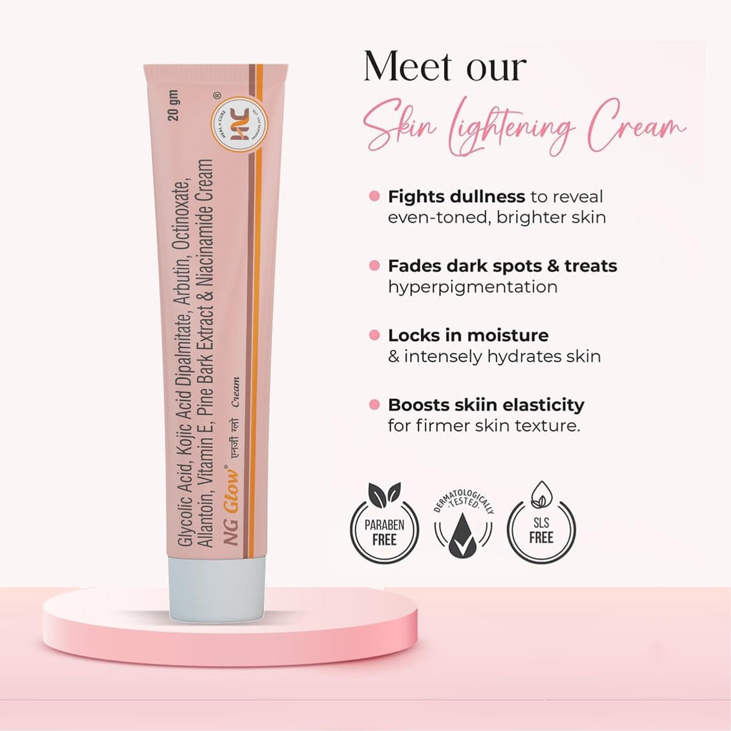 Heal N Cure NG Glow Cream - Enriched With Kojic Acid &Glycolic Acid | Anti-melasma & Anti Pigmentation Cream. Helps To Remove Acne Scar, Dark/Age Spots, Blemishes and Uneven Skin Tone-20GM