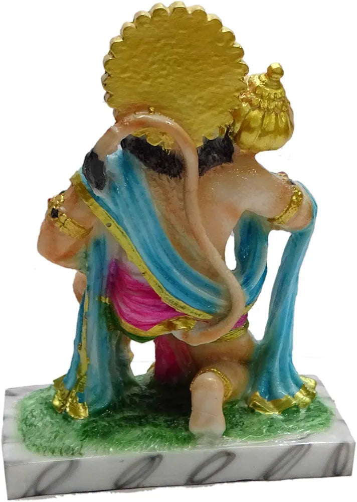 Alila Marble God Bajrangbali Mahavir in Beautiful Mudra Idol Multicolour