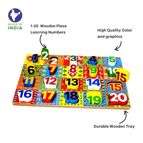 Skillofun Wooden Numbers Chunky Puzzle 2+ Year Learning Puzzle for Numbers Extra Thick Blocks