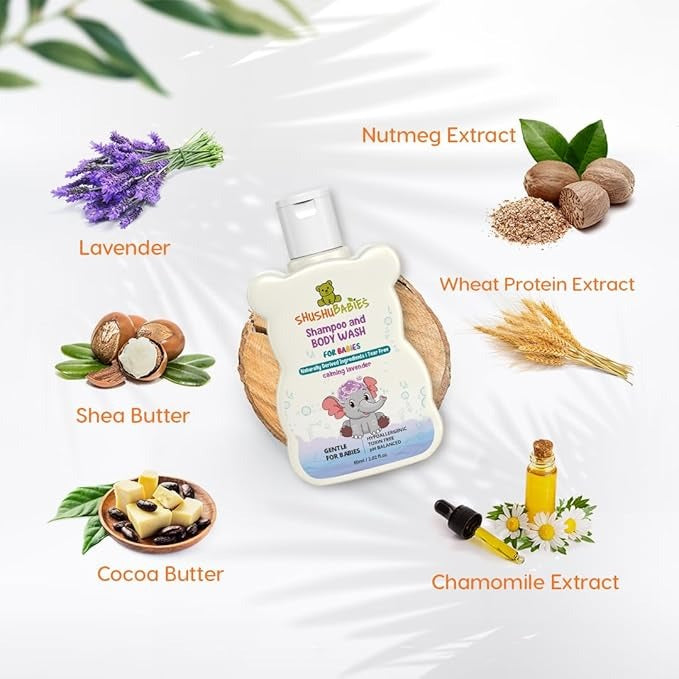 ShuShu Babies Calming Lavender Shampoo & Body Wash - 60ml (Pack of 2)