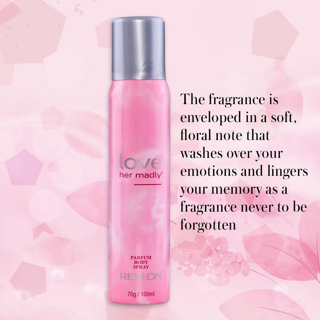 REVLON Rose Love Her Madly - Perfumed Body Spray for Women, 100 Ml
