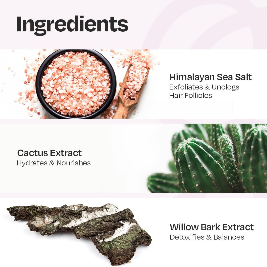 Manetain Scalp Scrub 100gm | Purifying Hair & Scalp Exfoliator for Dandruff, Dry Scalp & Build‑Up | Deep‑Clean Hair Scrub with Himalayan Salt, Cactus & Willow Bark | Vegan & Cruelty‑Free