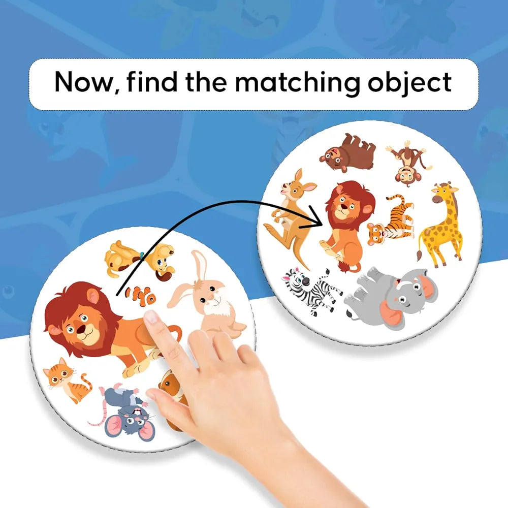 GiniMini Animal Frenzy 57 Animal-Themed Educational Cards for Kids 3+ Vocabulary & Matching Skill Builder Fast Observation Game for Toddlers Family & Travel-Friendly Learning Toy