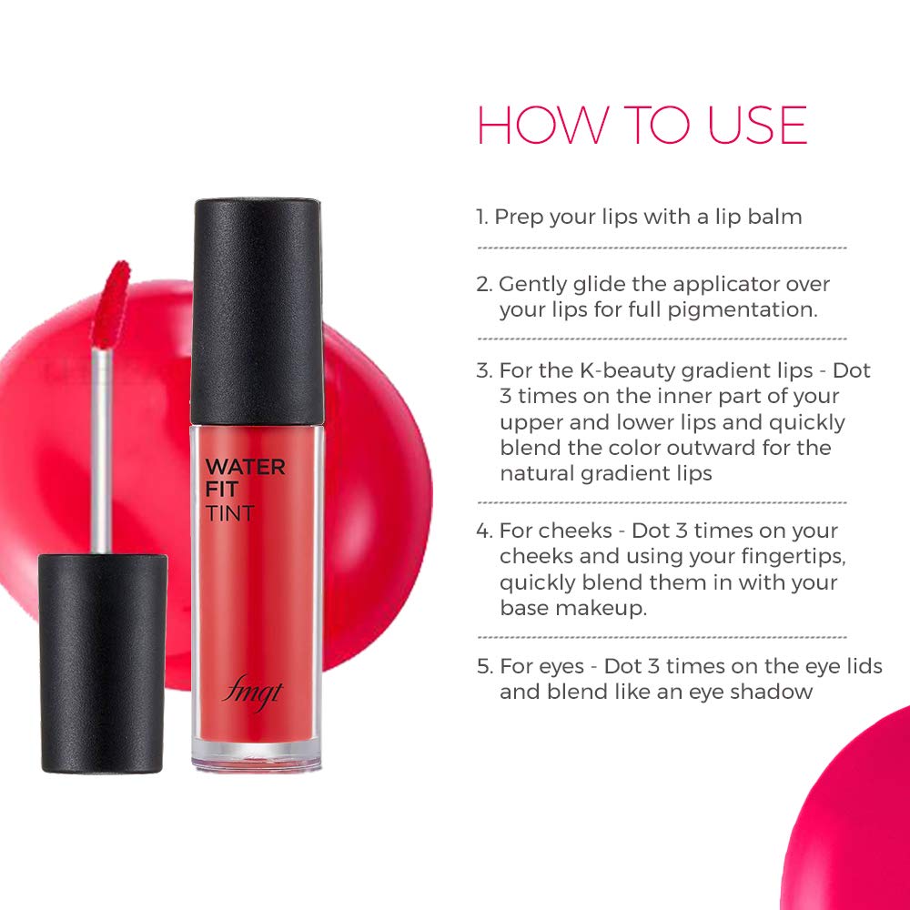 The Face Shop Waterproof and Long Lasting Water Fit Lip Tint, Lip Stain, CrÃ¨me Finish, 5g - Pink Mate