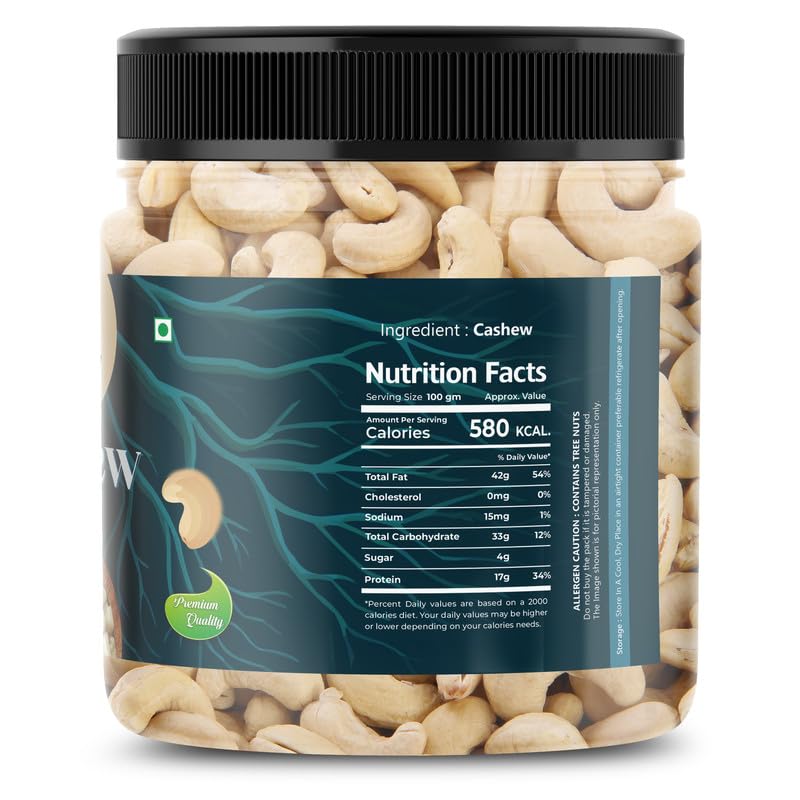 RR NUTS Whole Cashews | Dry Fruits, Kaju, Healthy Snacks | Unsalted Cashew Nuts | Crunchy, Nutritious & Delicious Nuts | Rich in Protein, Magnesium & Phosphorus