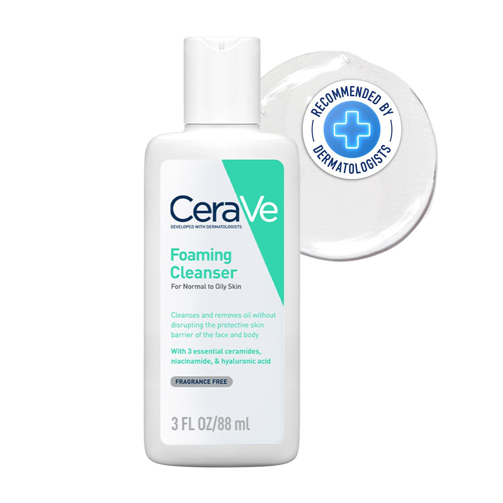 CeraVe Foaming Cleanser For Normal To Oily Skin (88ml) - Dermatologist-Developed Facewash | Non-Comedogenic And Fragrance-Free Cleansers For Acne-Prone Skin
