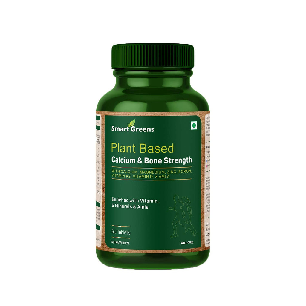 Plant Based Calcium & Bone Strength with Calcium, Magnesium, Zinc, Boron, Vitamin K2, Vitamin D & Amla â€“ 60 Tablets