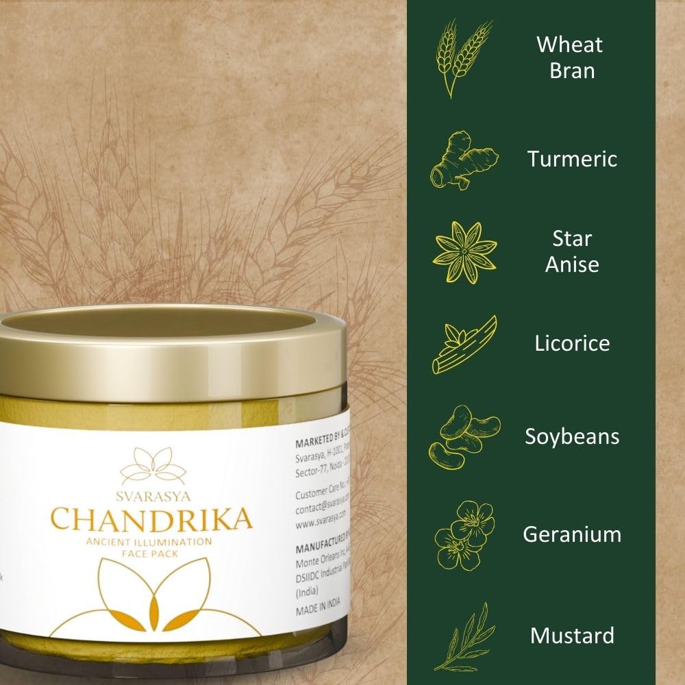 Svarasya Chandrika Natural Face Pack (Ubtan Powder) | Face Pack for Oily & Acne-Prone Skin | With Turmeric & Star Anise | Helps Remove Tan, Cleanse Skin & Reduce Acne-Causing Bacteria | For Glowing Skin | 100g
