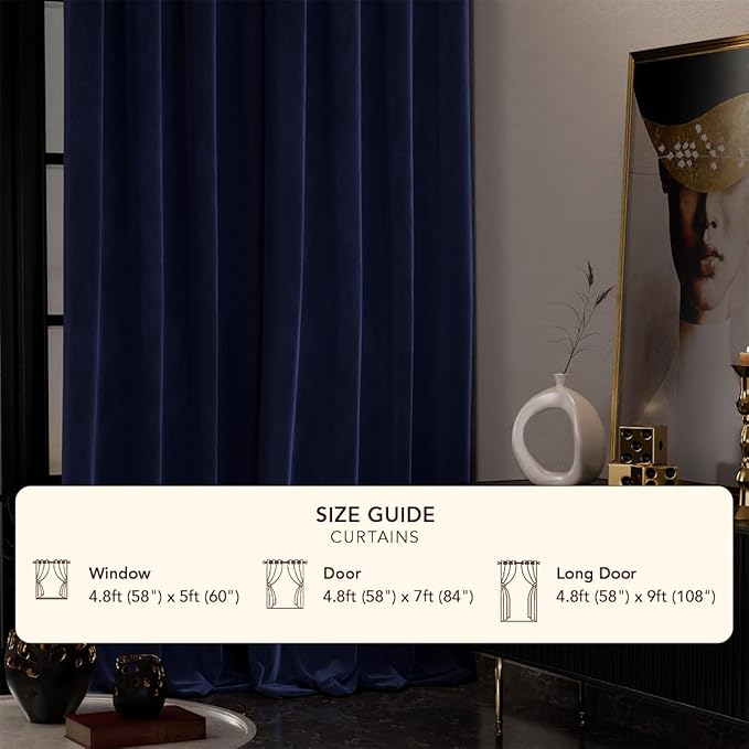 Stoa Paris Curtain for Home Single pc PatternedVelvet Curtain for Door Colour Blue Enigma