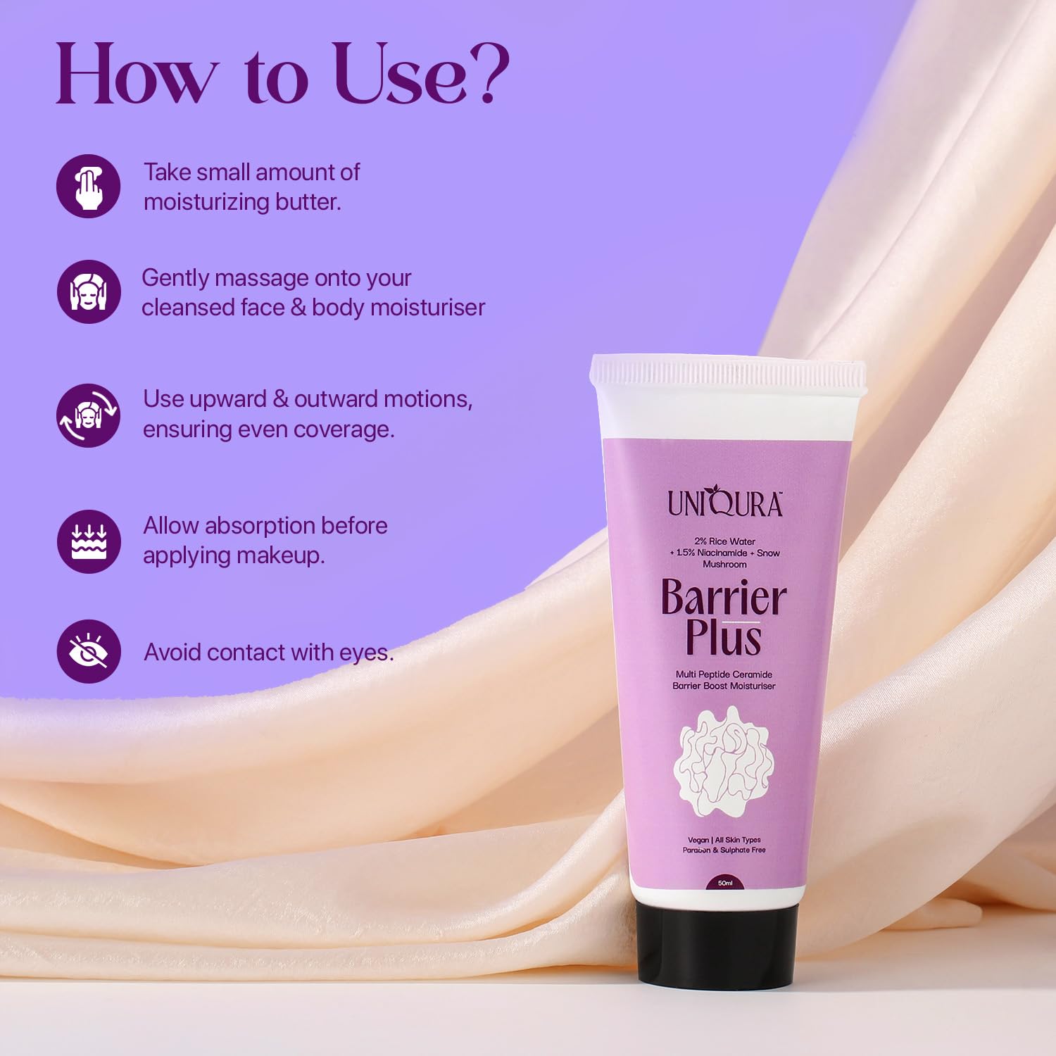 Peptide & Ceramide Moisturizer Cream for Face | 24Hr Hydration & Anti-Aging Barrier Repair | With Hyaluronic Acid, Aloe Vera, Niacinamide & Snow Mushroom | Moisturizer for Dry Skin & Oily Skin | Daily Use Face Cream for Women & Men | 50 ML