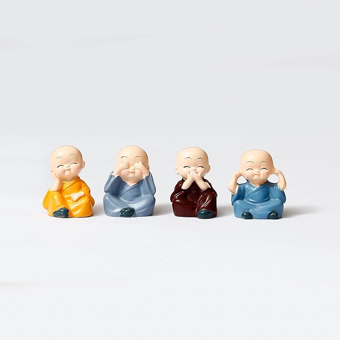 Ecraftindia Colorful 4 Monks Buddha Figurines
