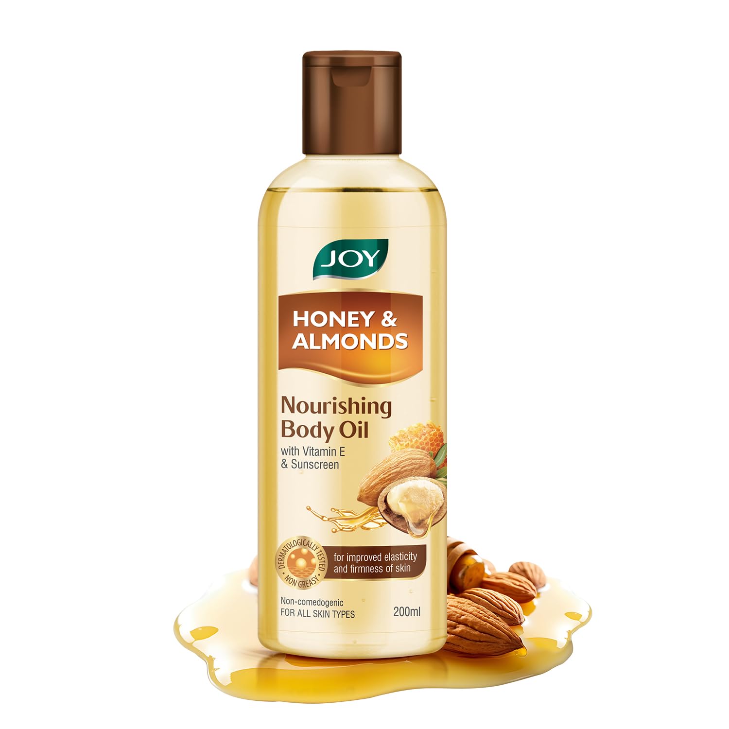 Joy Honey & Almonds Body Oil â€“ After-Bath Daily-Use Badam Massage Oil with Vitamin E & Sunscreen | Full-Body Relaxation, Dry-Skin & Winter Moisture | 200 ml