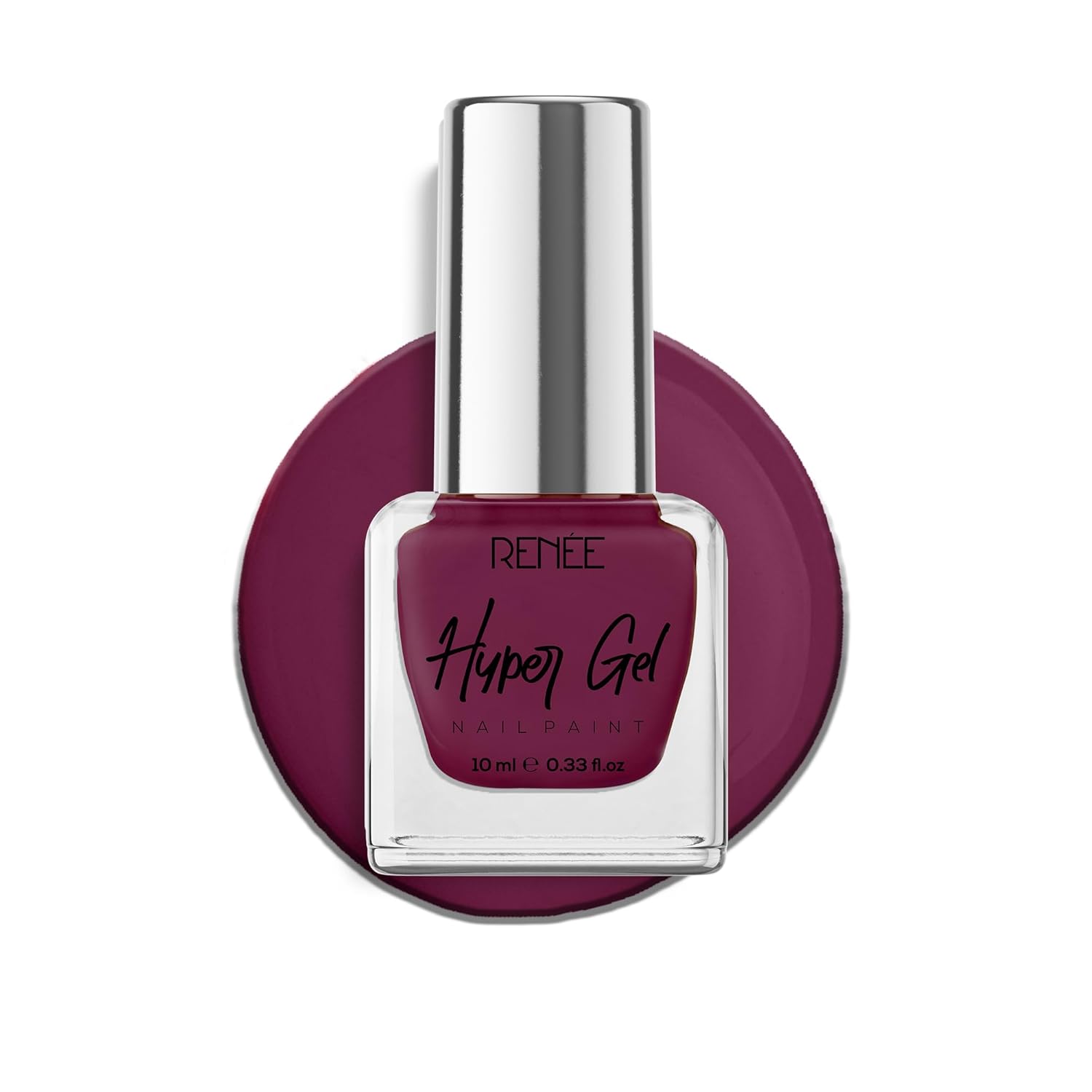 RENEE Hyper Gel Nail Paint - Plum CrushQuick Drying, Glossy Finish, Long Lasting, Chip resisting Formula with High Shine Polish, Acetone & Paraben Free, 10ml