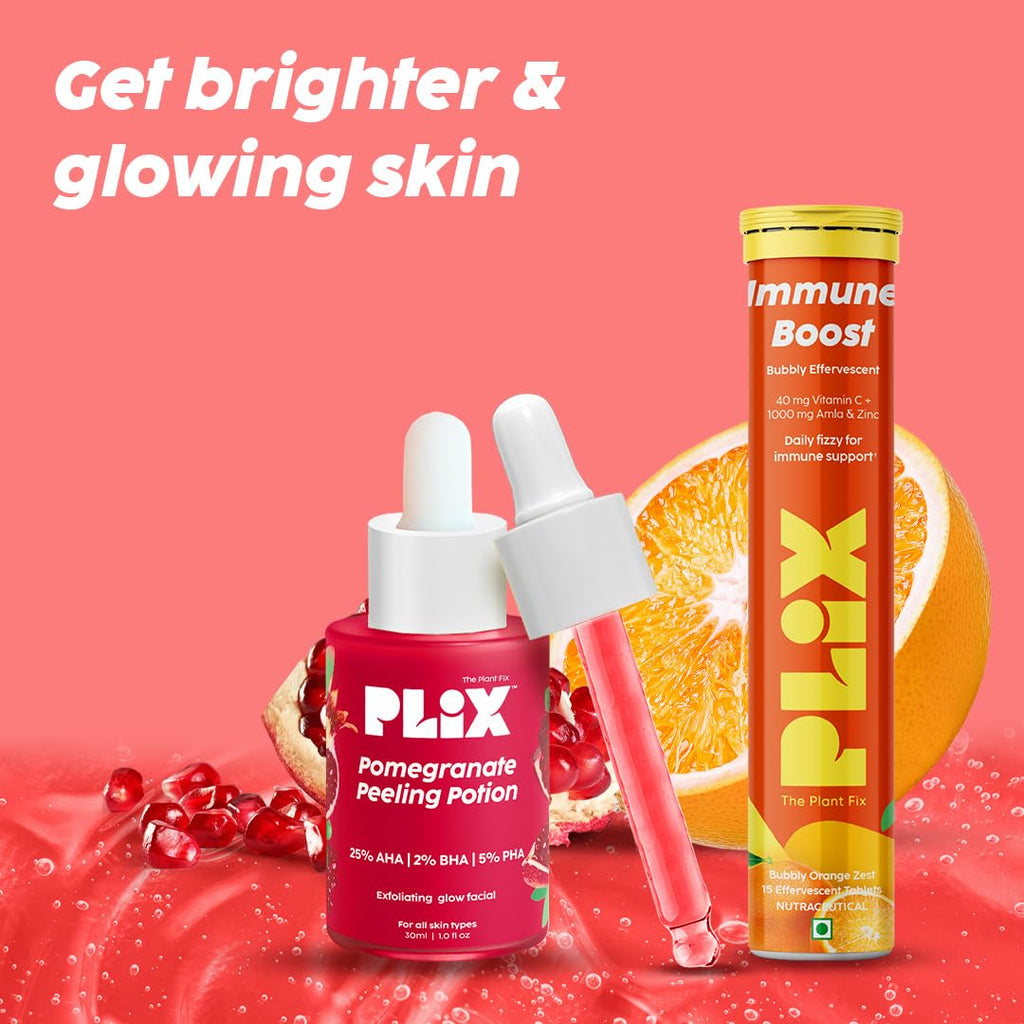 PLIX - THE PLANT FIX Pomegranate Peeling Potion and Vitamin C Effervescent Combo