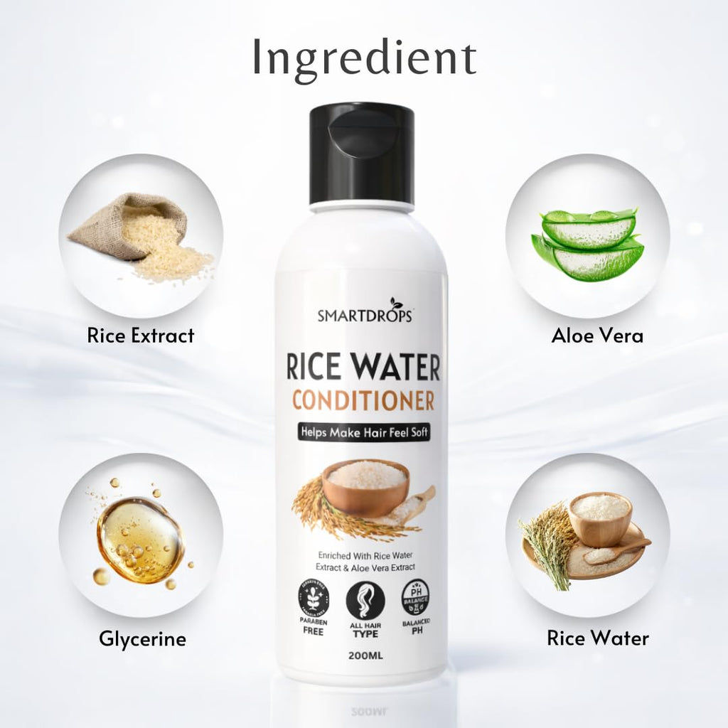 Smartdrops Rice Water Conditioner | Rice Water Conditioner with Rice Water Keratin | With Aloe Vera Extract For Soft Hair Feel | Daily Hair Care Conditioner For Men And Women | Pack 1