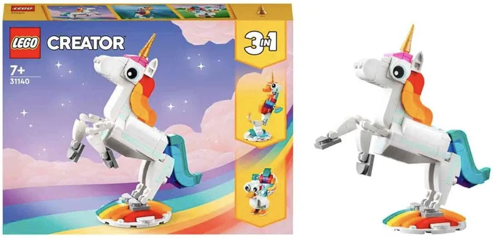 Lego Creator Magical Unicorn 31140 Building Toy Set, with Unicorn, Seahorse and Peacock Models for Kids Aged 7+