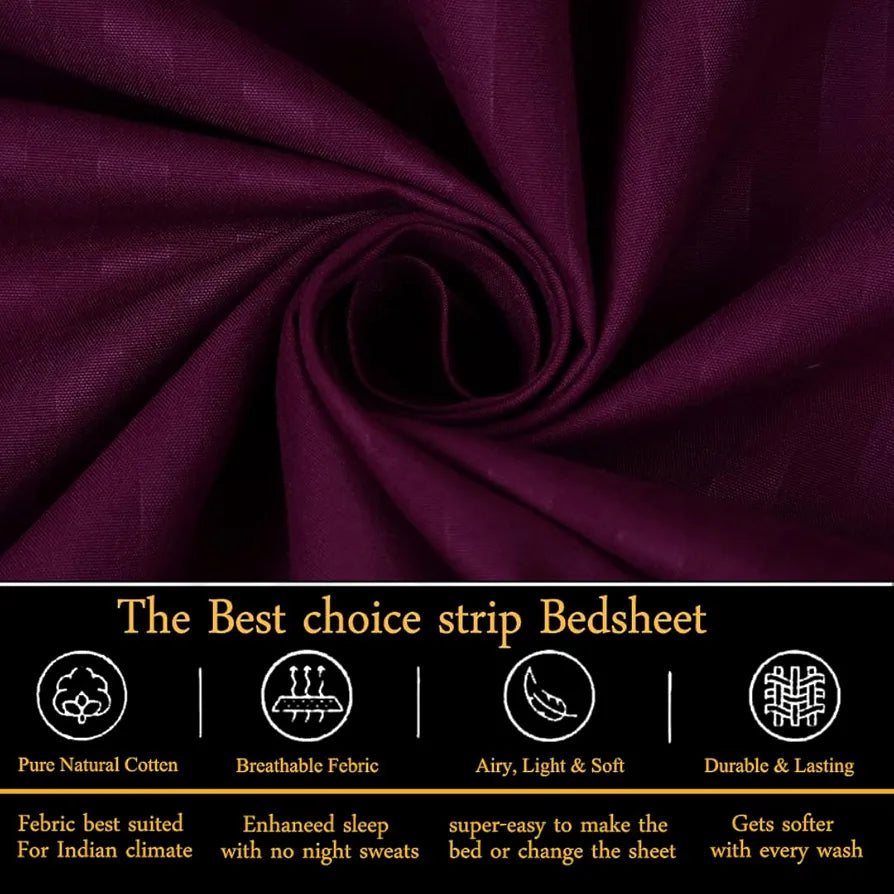 Fresh From Loom Microfiber Wrinkle Resistant Soft Skin Safe Breathable Single Size Flat Bedsheets Set with 1 Pillow Covers 144 TC Wine