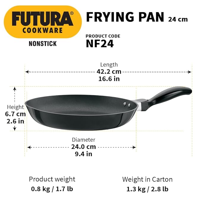 Hawkins Futura 24 cm Frying Pan Non Stick Fry Pan Frypan Black